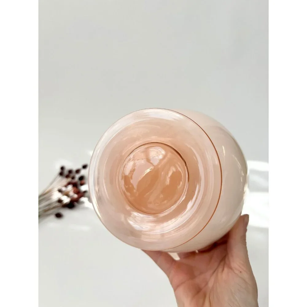 Vintage MCM Empoli Dusty Rose Pink Lidded Wide Glass Jar / Compote Dish - Picture 7 of 10